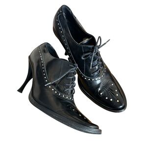 Bolero Dettagli Di Moda Bespoke Wingtip Brogue Oxford Granny Heels Sz 41 (10 US)